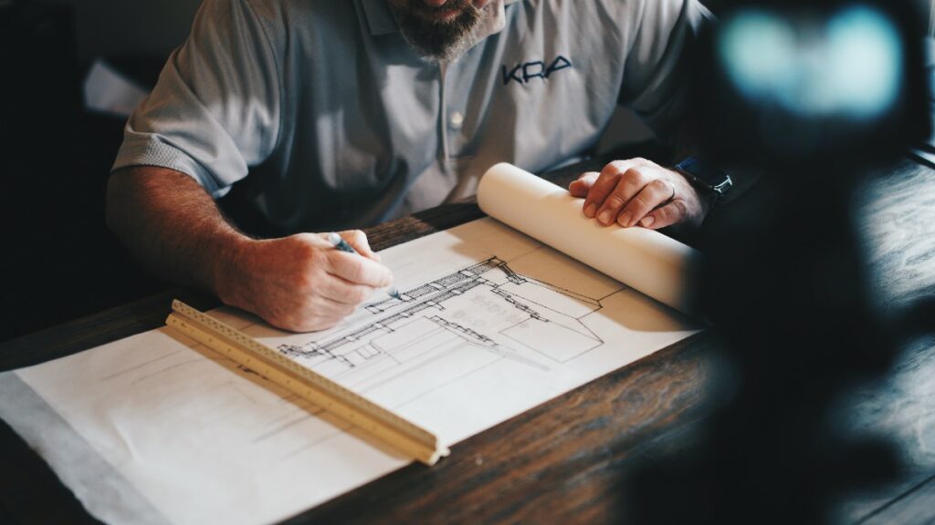Architect studying a composable enterprise drawing