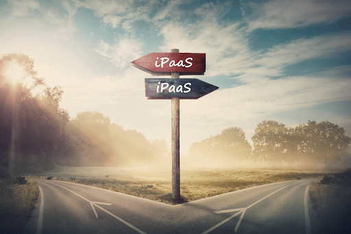 Two signs both pointing towards iPaaS solutions