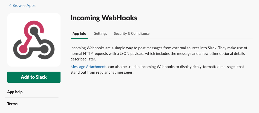Incoming WebHooks app