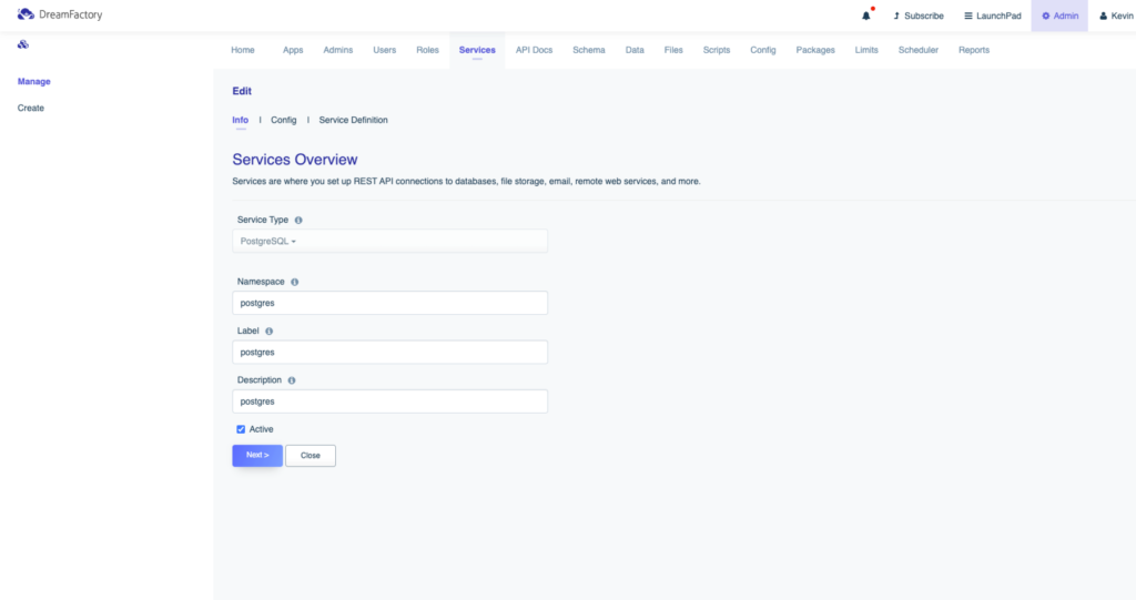 PostgreSQL Config Name