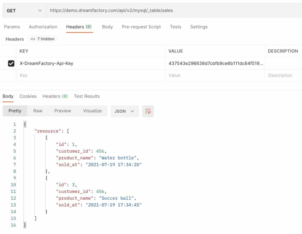 Querying the multitenant database API with Postman
