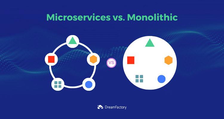 Diagram of microservices vs. monolithic