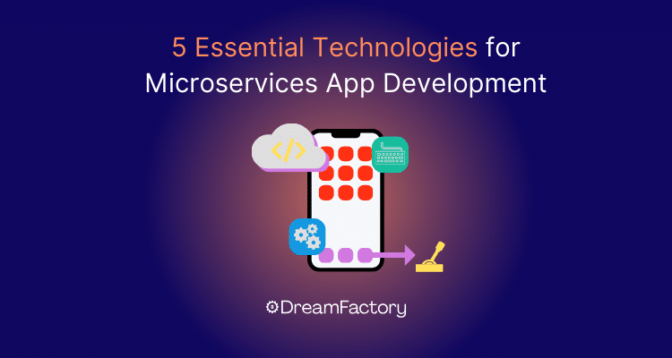 diagram showing essential technologies for microservices app development